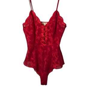 Vintage Victoria's Secret Gold Label M Red Lace Lingerie One Piece